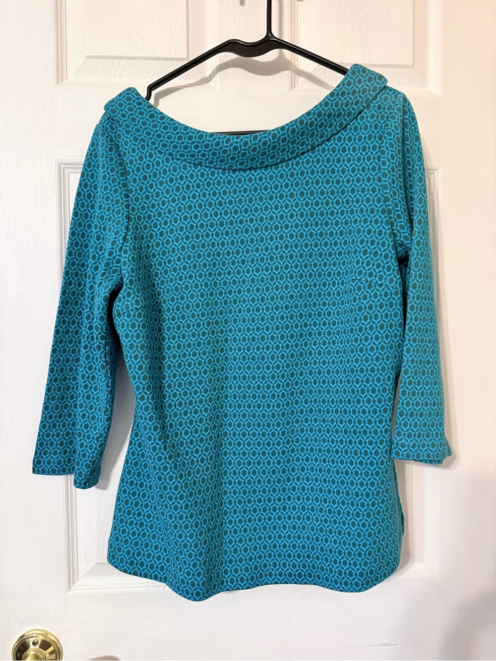 Boden Teal Geometric Boatneck Tunic